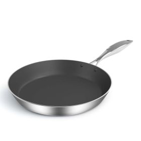 12.6 inches Stainless Steel Fry Pan – Non-Stick Interior, Induction Compatible Frying Pan Skillet