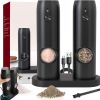 Set of 2 Electric Salt and Pepper Grinder, Automatic Pepper Mill,USB Rechargeable, Adjustable Coarseness, One-handed Operation, Ceramic Burr