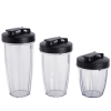 10-Piece Blender Set, Black, 300W, with 3 Jars (10oz, 16oz, 18oz), 2 Drinking Lids, Stainless Steel Blade