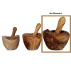Olive Wood Rustic Mortar and Pestle Set - Handcrafted Wooden Spice Grinder